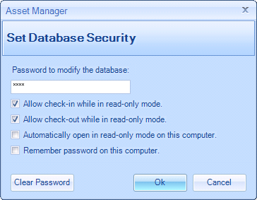 Database Security Dialog