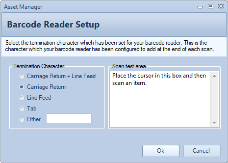 Barcode Reader Setup