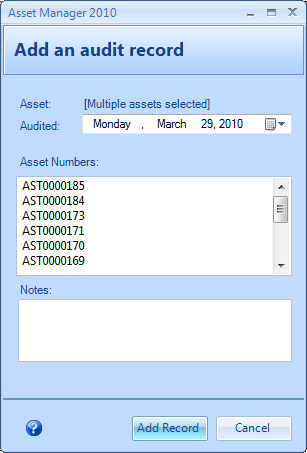 Asset Audit Record Form