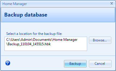 Backup Database Dialog