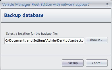 Backup Database Dialog